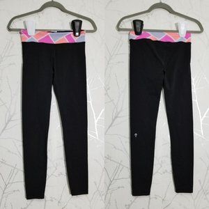 Ivivva Pink Orange Quilted Waist Mid Rise Leggings